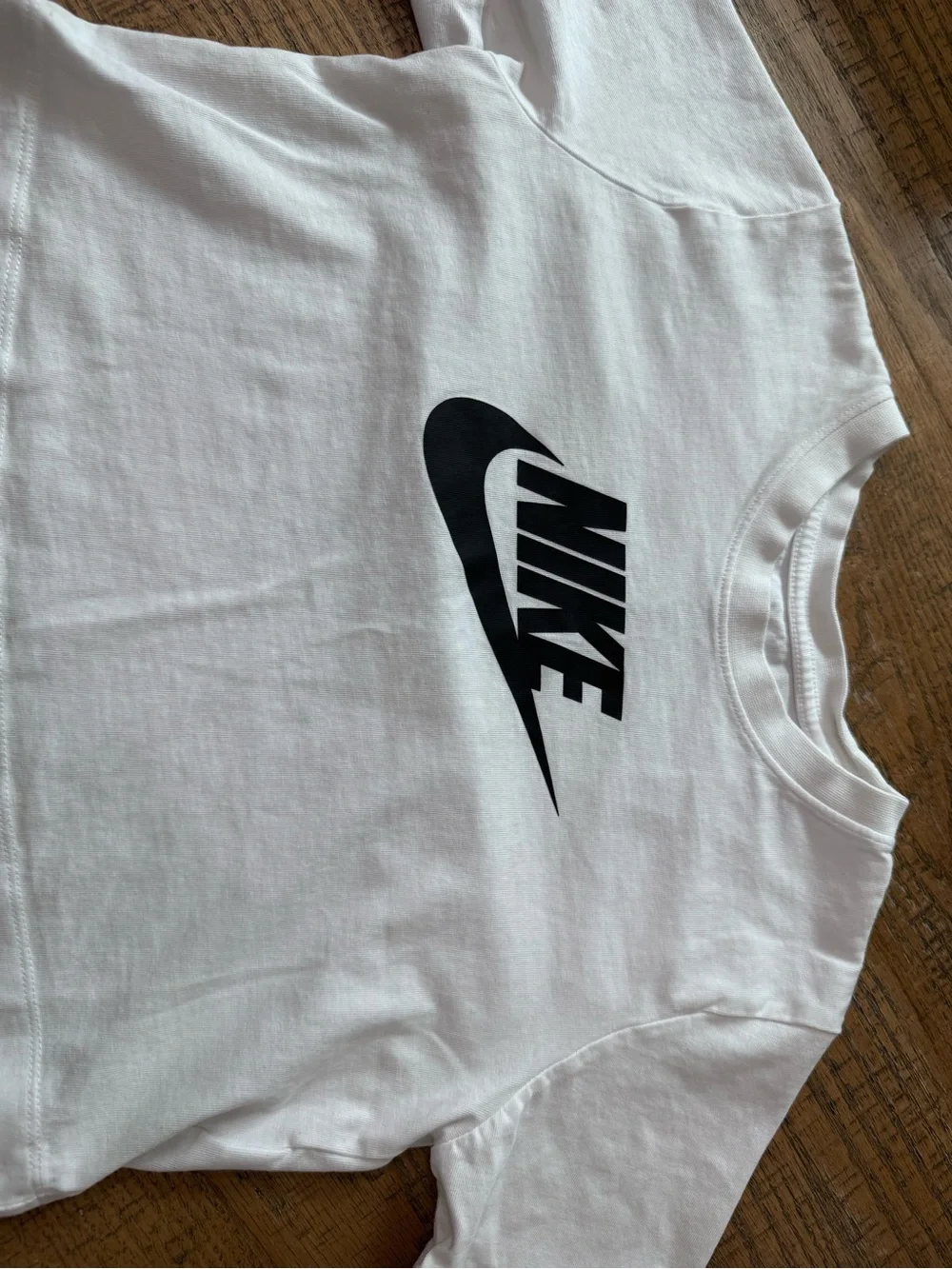 Nike White Short-Sleeve Tee with Black Swoosh Logo